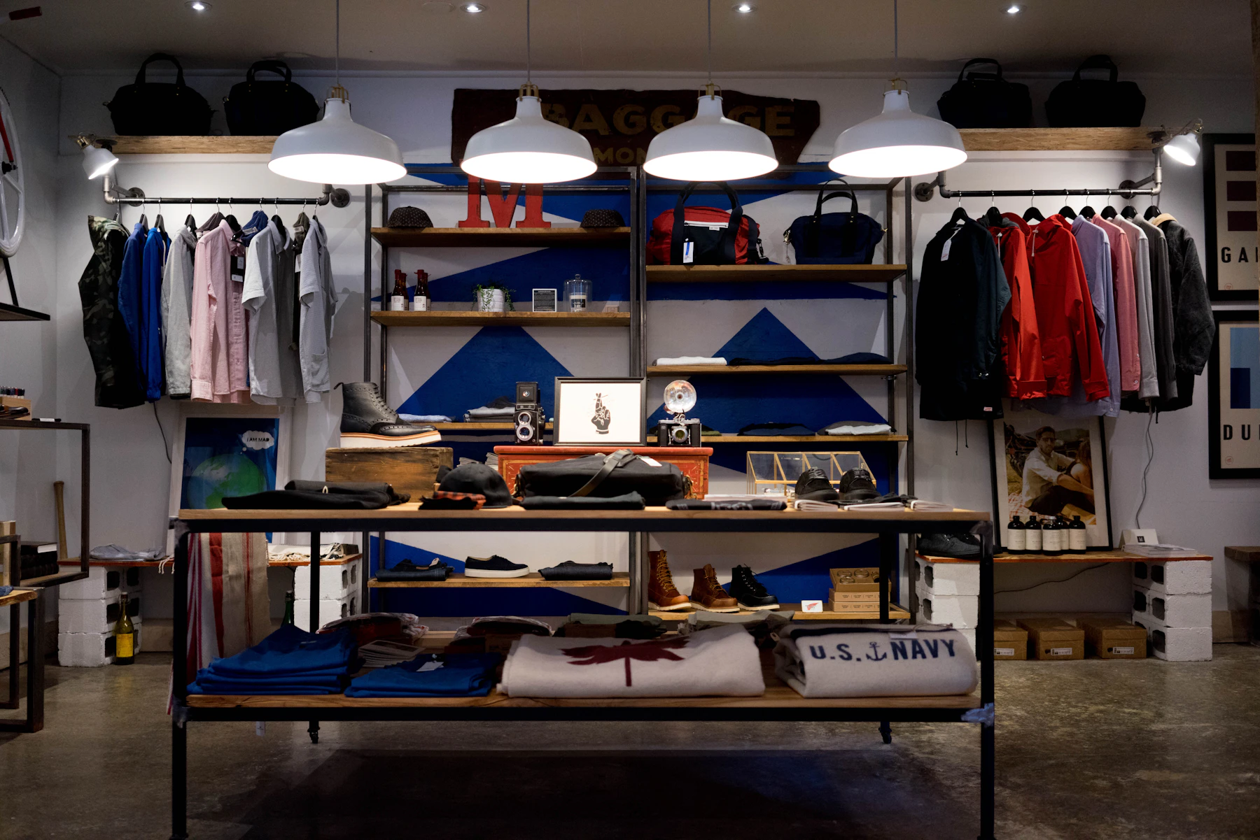 Clothing displayed in a retail store