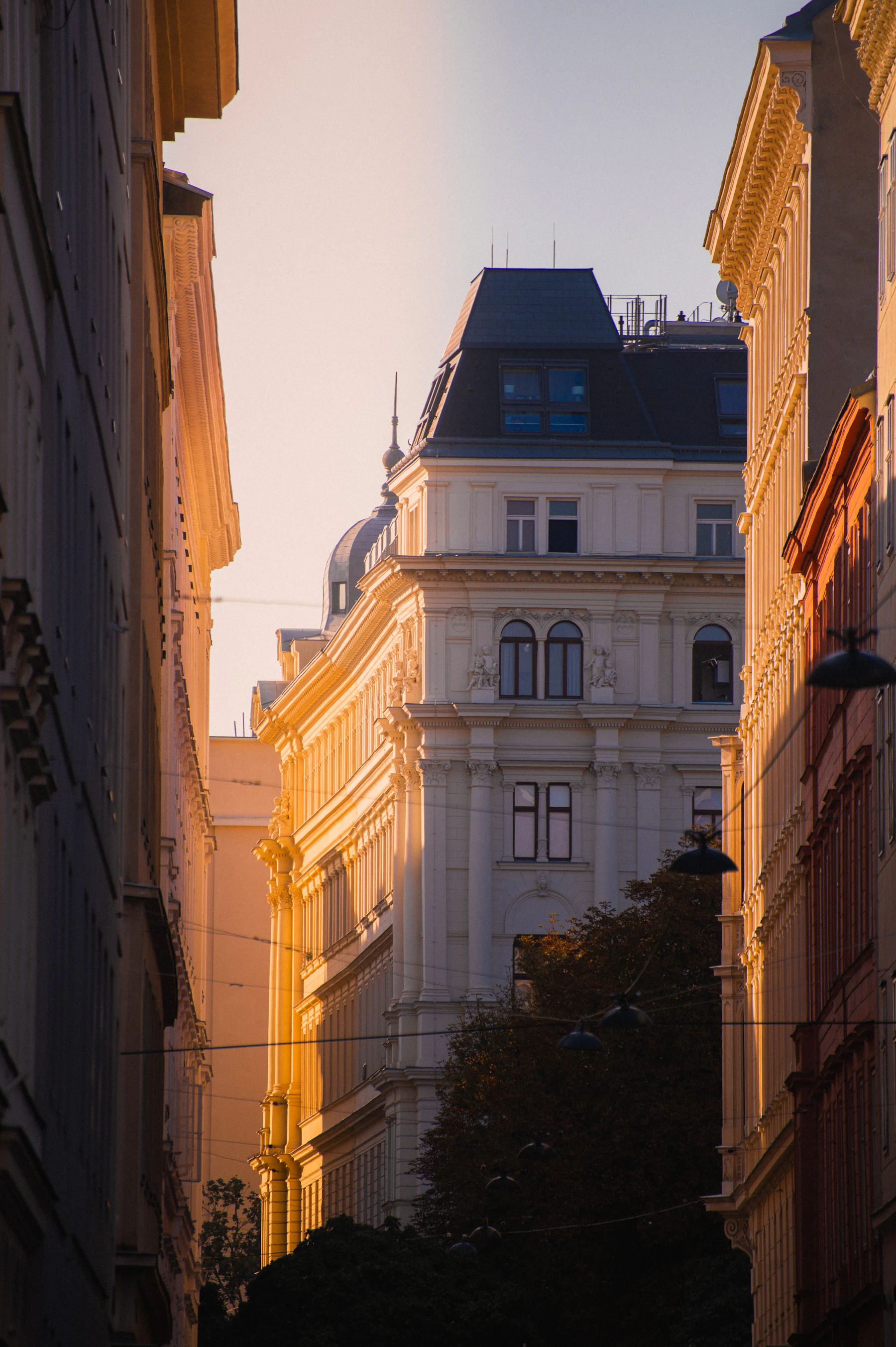 Historic architecture and a street in central Vienna